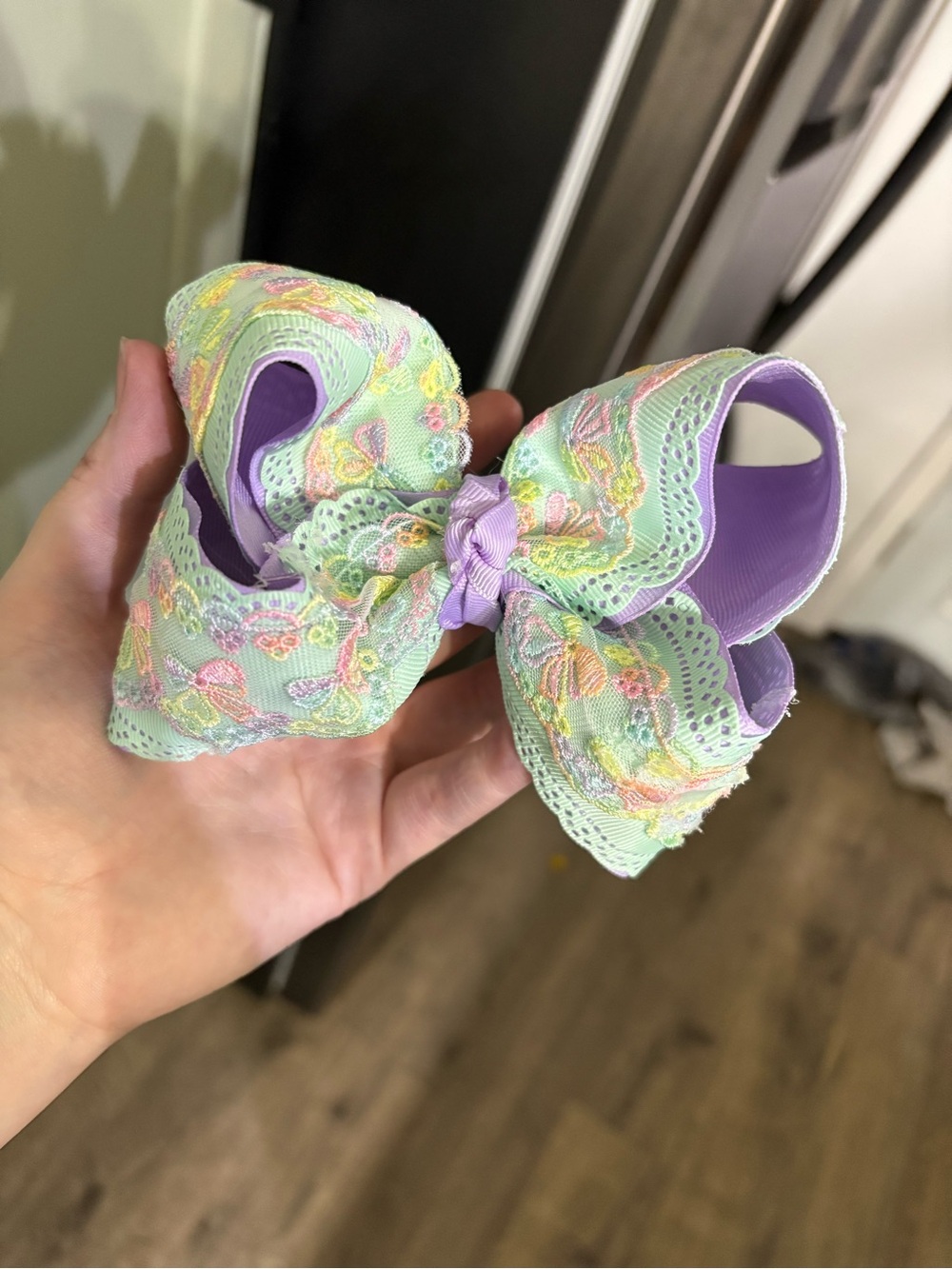 Pastel Lace Boutique Bow - Lavender & Mint